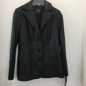 NEW Jones New York Womens Genuine Leather Black Jacket Size S NWT